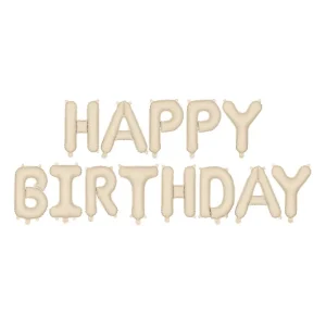 Balões Happy Birthday Bege 35cm