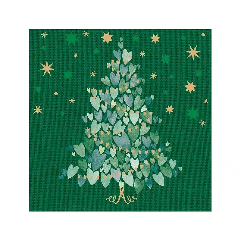 Guardanapos Árvore de Natal Corações Verde